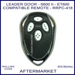 Leader Door RRPC-418 4 silver button chrome & black garage door remote control