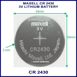 Maxell CR2430 3V Lithium battery for use in remote control