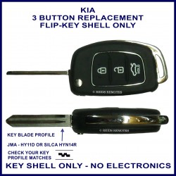 KIA 3 button flip key shell only - NO ELECTRONICS