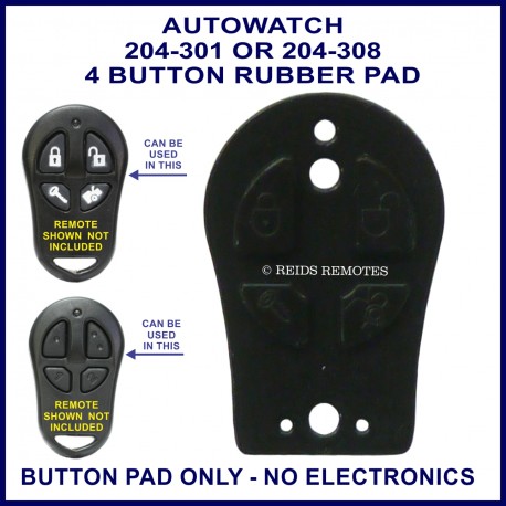 Auto Watch 204-308 4 button car alarm remote replacement button pad only