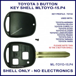 Toyota 3 button key shell for Corolla Echo Prado Rav 4 Yaris and more