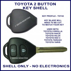 Toyota 2 button key shell for Corolla Hilux Hiace Rav 4 Tarago Yaris and more