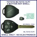 Toyota Tarago & Estima 4 button triangle shaped key shell with lock unlock boot and or slide door