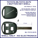 Toyota Landcruiser 100 series & Tarago 3 button key shell replacement