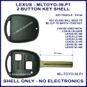 Lexus Celsior ES300 LS400 LX450 LX470 SC300 SC400 2 button key shell replacement
