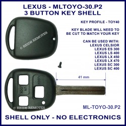 Lexus Celsior ES300 LS400 LX450 LX470 SC300 SC400 3 button key shell replacement