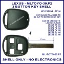 Lexus Celsior ES300 LS400 LX450 LX470 SC300 SC400 3 button key shell replacement