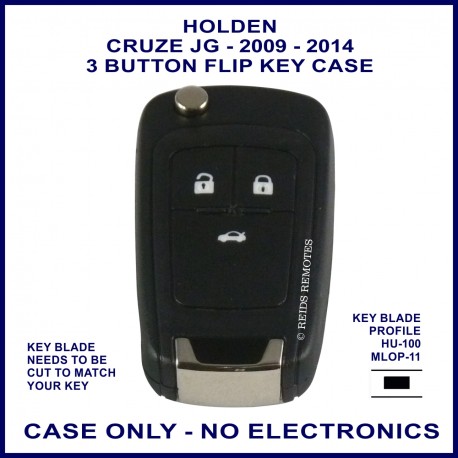 Holden Cruze JG 2009-2014 3 button flip key shell only - no electronics