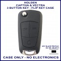 Holden Captiva & Vectra 3 button flip key shell only - no electronics