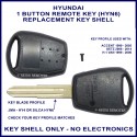 Hyundai Accent Getz & H1 remote key shell with 1 button on side of shell - HYN-6