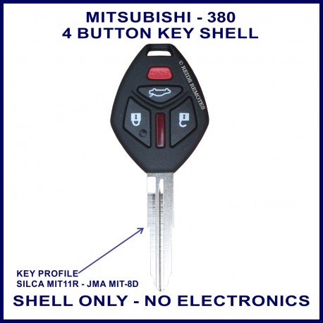 Mitsubishi 380 - 4 button key shell replacement - no electronics
