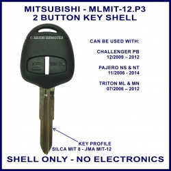 Mitsubishi Challenger PB - Pajero NS NT & Triton ML MN - 2 button key shell