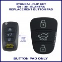 Hyundai i20 & i30 3 button flip key rubber button pad