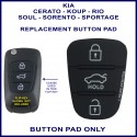Kia Cerato Koup Rio Soul Sorento & Sportage 3 button flip key rubber button pad