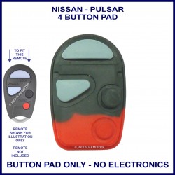 Nissan Pulsar & Maxima 4 button remote - replacement rubber button pad only