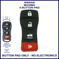 Nissan Maxima 4 button remote - replacement rubber button pad only