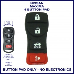Nissan Maxima 4 button remote - replacement rubber button pad only