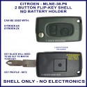 Citroen AX - ZX - 2 button flip key shell only NE72 type - no electronics