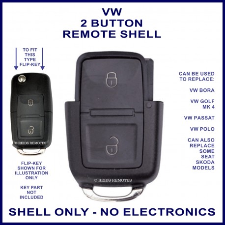 VW 2 button flip key remote case section replacement