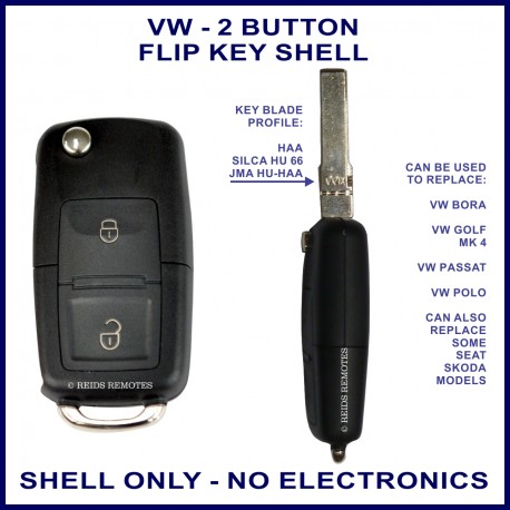 VW 2 button flip key replacement shell