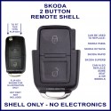 Skoda 2 button flip key remote case section replacement