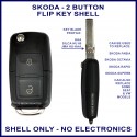 Skoda 2 button flip key replacement shell