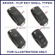 Skoda 2 button flip key replacement shell