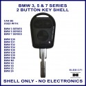 BMW 3 5 7 series, M3 X3 X5 Z3 & Z4 E30 E31 E32 E34 E36 E38 E39 E46 3 button key shell - no electronics