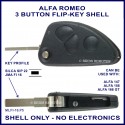 Alfa Romeo 147 156 166GT - 3 button flip key shell - no electronics