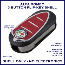 Alfa Romeo Guilietta Mito 159 & GTA - 3 button flip key shell - no electronics