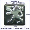 Peugeot 15.5 mm x 15.5 mm logo sticker for use on flip keys