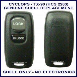 Cyclops TX-90 HCS 2283 black 2 button remote replacement shell ONLY
