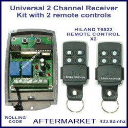 Universal 433.92Mhz 2 channel add on receiver plus 2 remotes