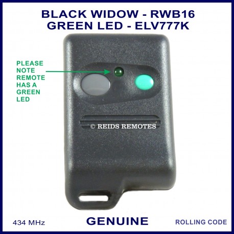 Black Widow GREEN LED grey & aqua button car alarm remote ELV777K - RWB16