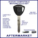 Suzuki Burgman Bandit GSXR Hayabusa & V-Strom compatible bike key with transponder cloning & key cutting