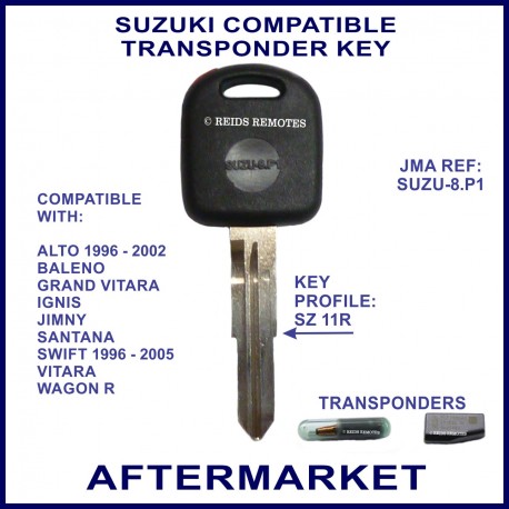 Suzuki Alto Baleno Grand Vitara Ignic Jimny & Swift compatible car key with transponder cloning & key cutting