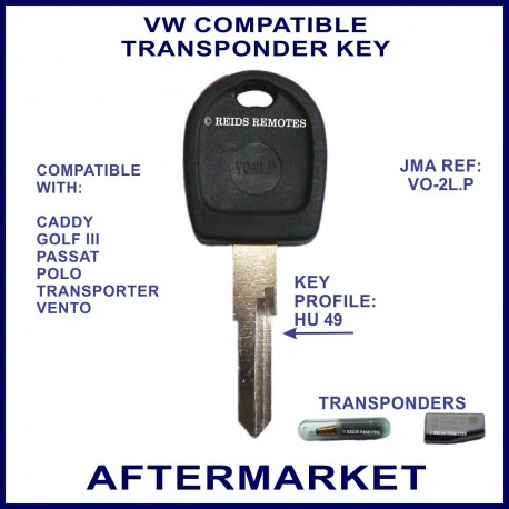 VW Caddy Golf III Passat Polo Transporter compatible car key with transponder cloning & key cutting