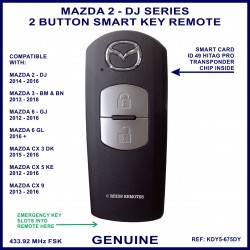 Mazda 2 DJ 2014 - 2016 genuine 2 button smart key remote KDY5 675DY - X1T6919H