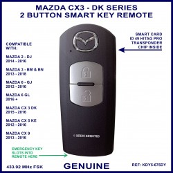 Mazda CX3 DK series 2015 - 2016 - genuine 2 button smart key remote KDY5 675DY - X1T6919H