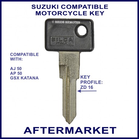 Suzuki AJ50 - AP50 & GSX Katana motorcycle key - non-transponder type