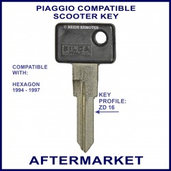 Piaggio Hexagon 1994-97 scooter key - non-transponder type