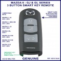 Mazda 6 GJ & GL 2012 onward 3 button genuine smart key remote KDY3-76-201
