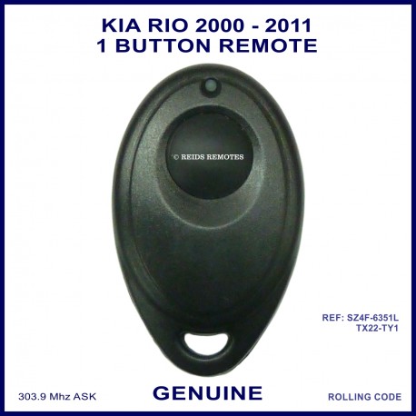 Kia Rio 2000 - 2011 models 1 button oval genuine remote control