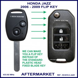 Honda Jazz 2006 - 2009 2 button remote flip key B10-2 aftermarket 433.9 MHz ID 8E