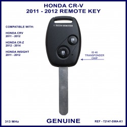 Honda CR-V 2011 - 2012 2 button remote key key genuine 72147-SWA-K1 ID-46