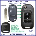 Honda Civic 4 door 2004 - 2006 2 button remote flip key aftermarket G8D-349H-A 313 MHz ID 48