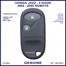Honda Jazz 2002 - 2005 2 button remote genuine G8D-349H-A