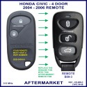 Honda Civic 4 door 2004 - 2006 3 button remote aftermarket G8D-349H-A