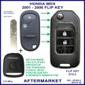 Honda MDX 2001 - 2006 2 button remote flip key aftermarket G8D-349H-A 313 MHz ID 48