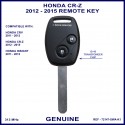 Honda CR-Z 2012 - 2015 2 button remote key genuine 72147-SWA-K1 ID-46